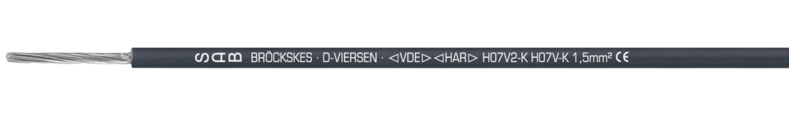 Ejemplo de marcación por H07V2-K 31570182: SAB BRÖCKSKES · D-VIERSEN · < VDE > < HAR > H07V2-K H07V-K 1,5 mm² CE